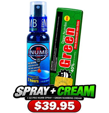 1oz Pro Numb 5% Spray + 10g Green Numbing Cream Combo